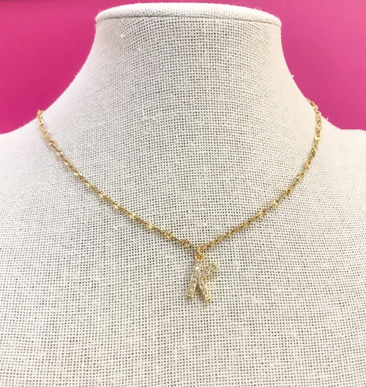 Large Zirconia Initial Necklace