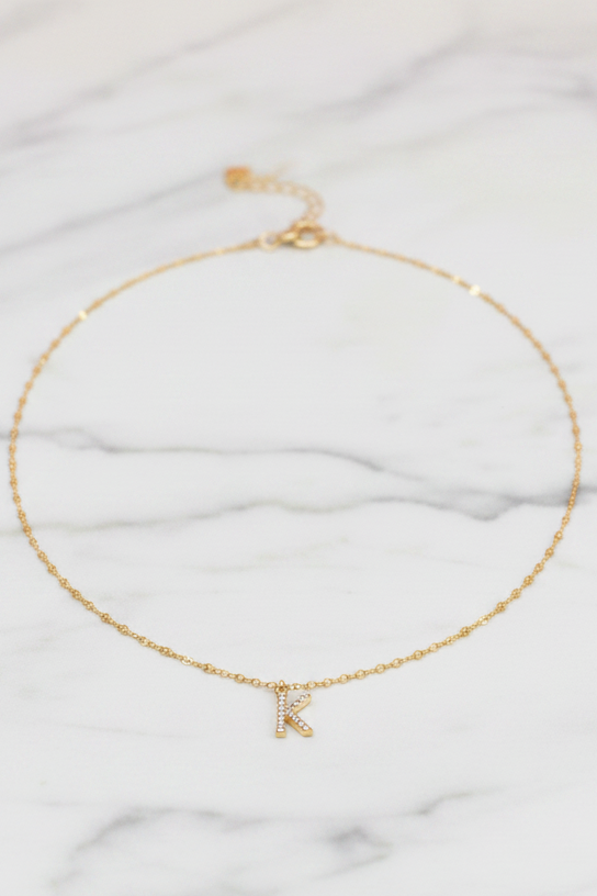 Large Zirconia Initial Necklace