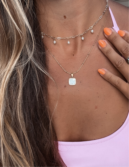 Natural Square Shell Necklace