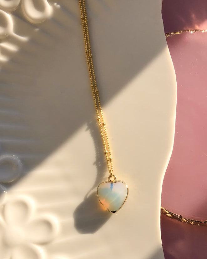 Opalite Crystal Heart Necklace