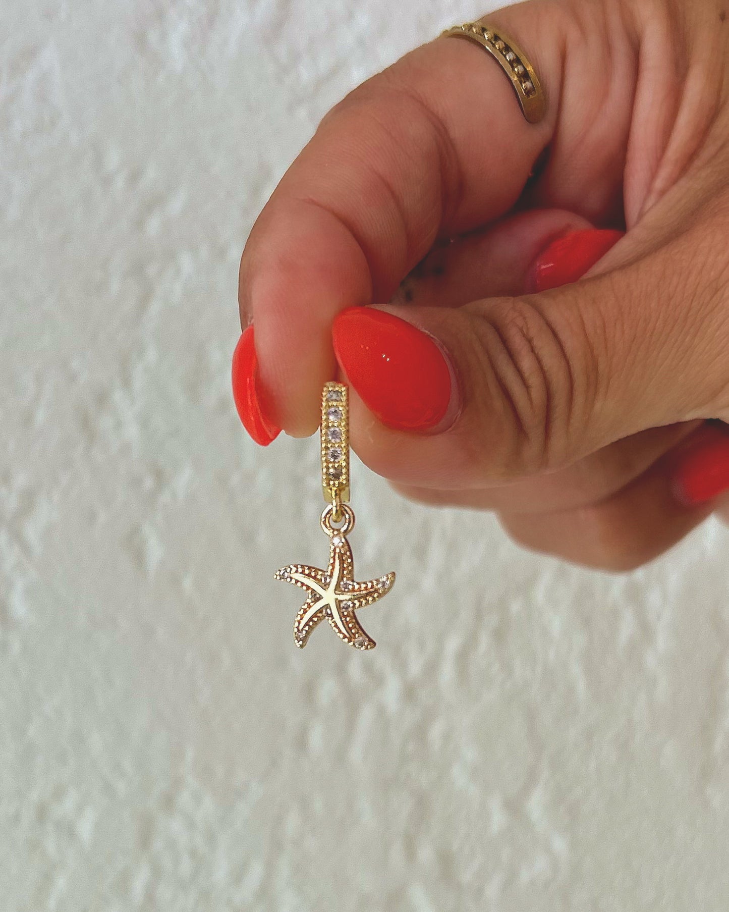 Starfish Charm Zirconia Huggies