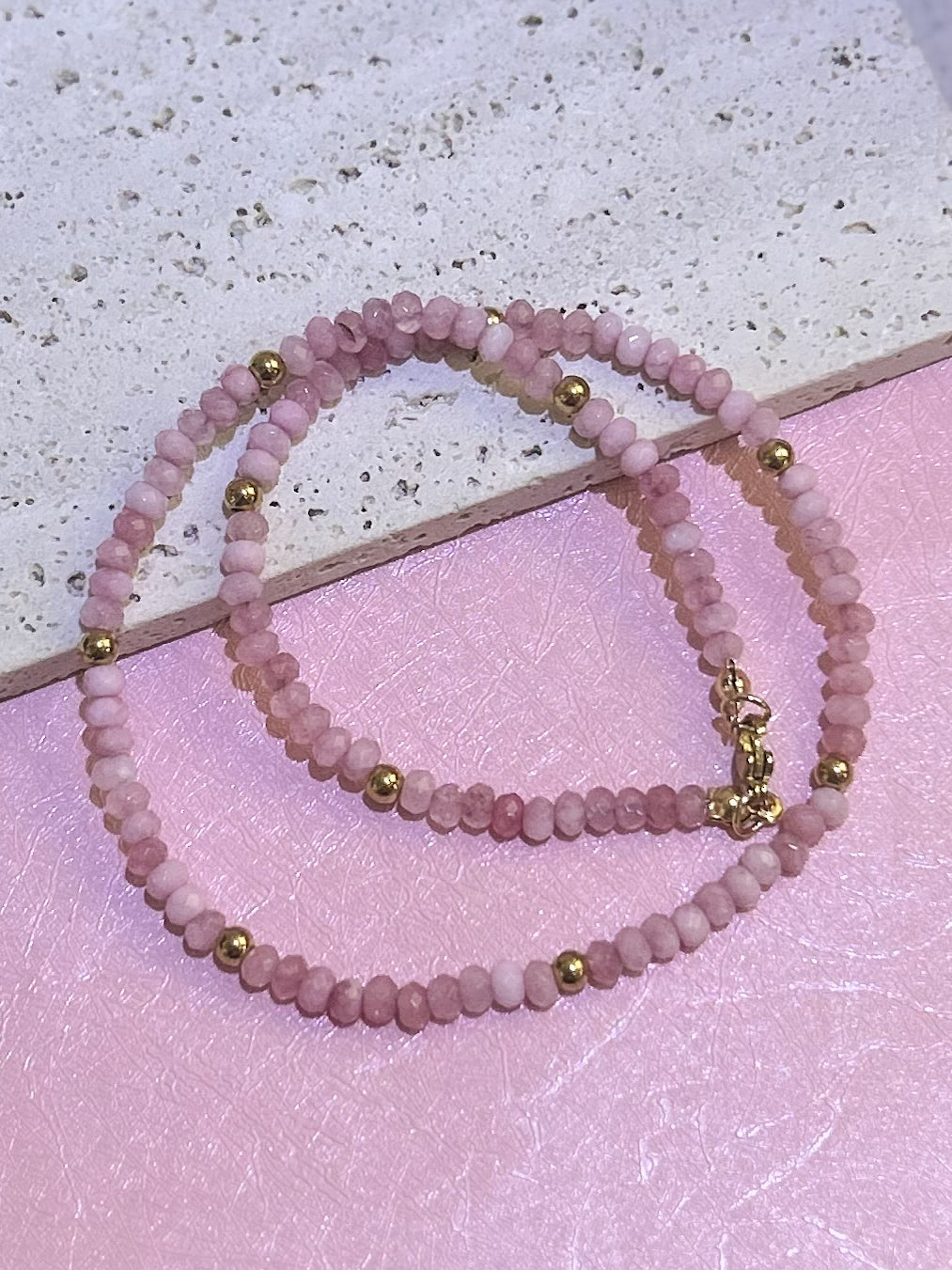 Pink Jade Beaded Necklace