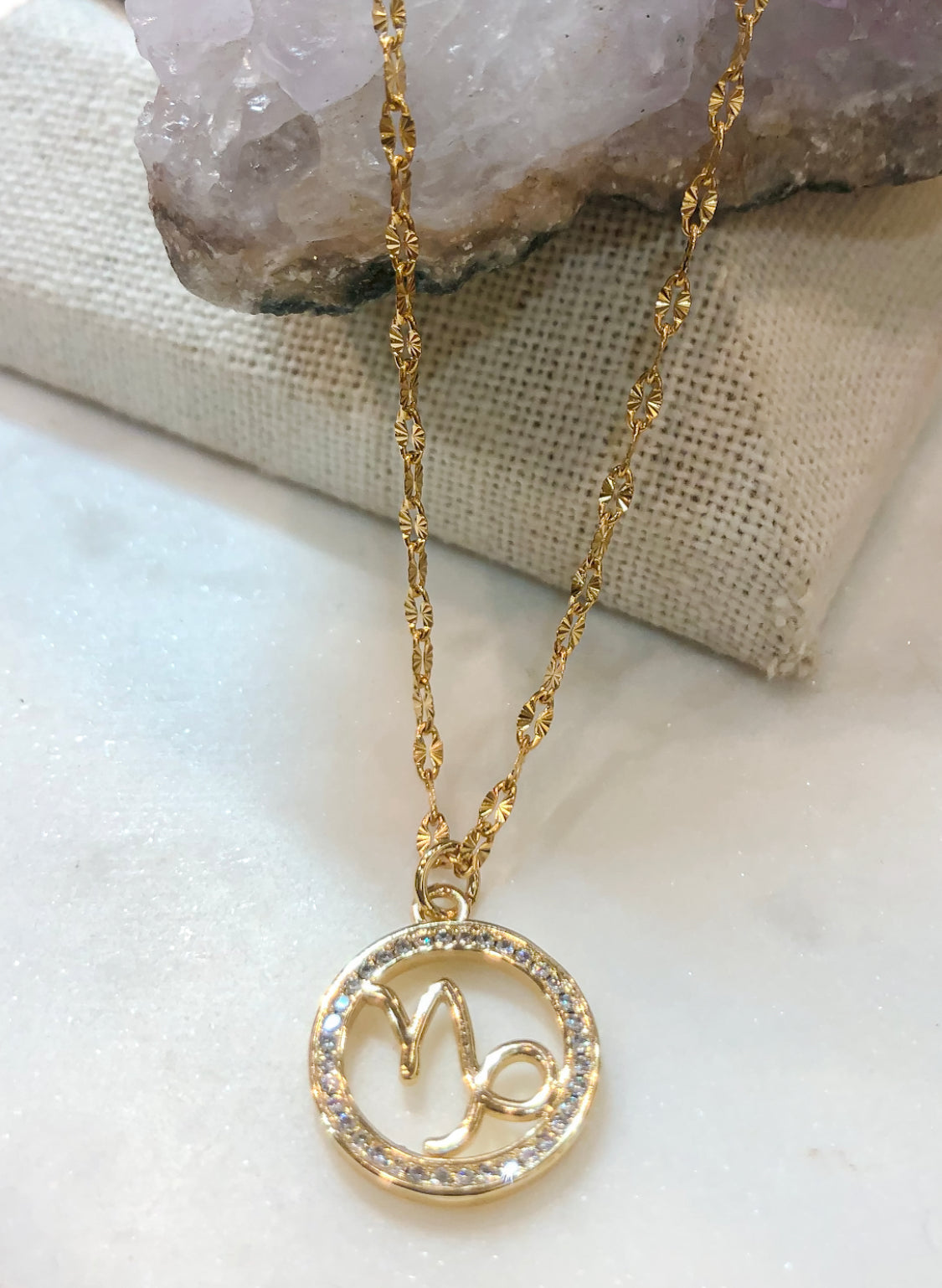 Crystal Coin Zodiac Necklace