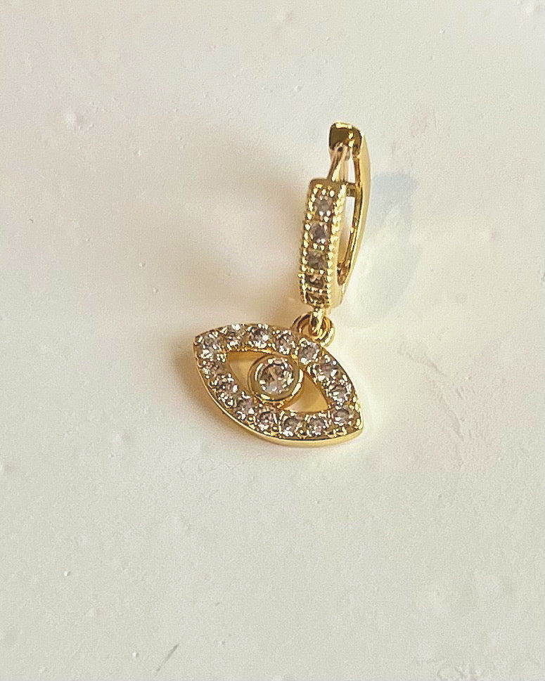 Evil Eye Crystal Charm Huggies