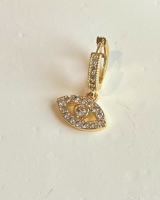 Evil Eye Crystal Charm Huggies