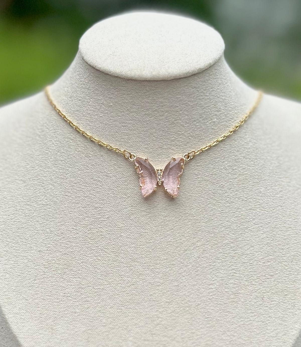 Blush Pink Zirconia Butterfly Choker/Necklace