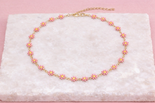 Pink Daisy Necklace