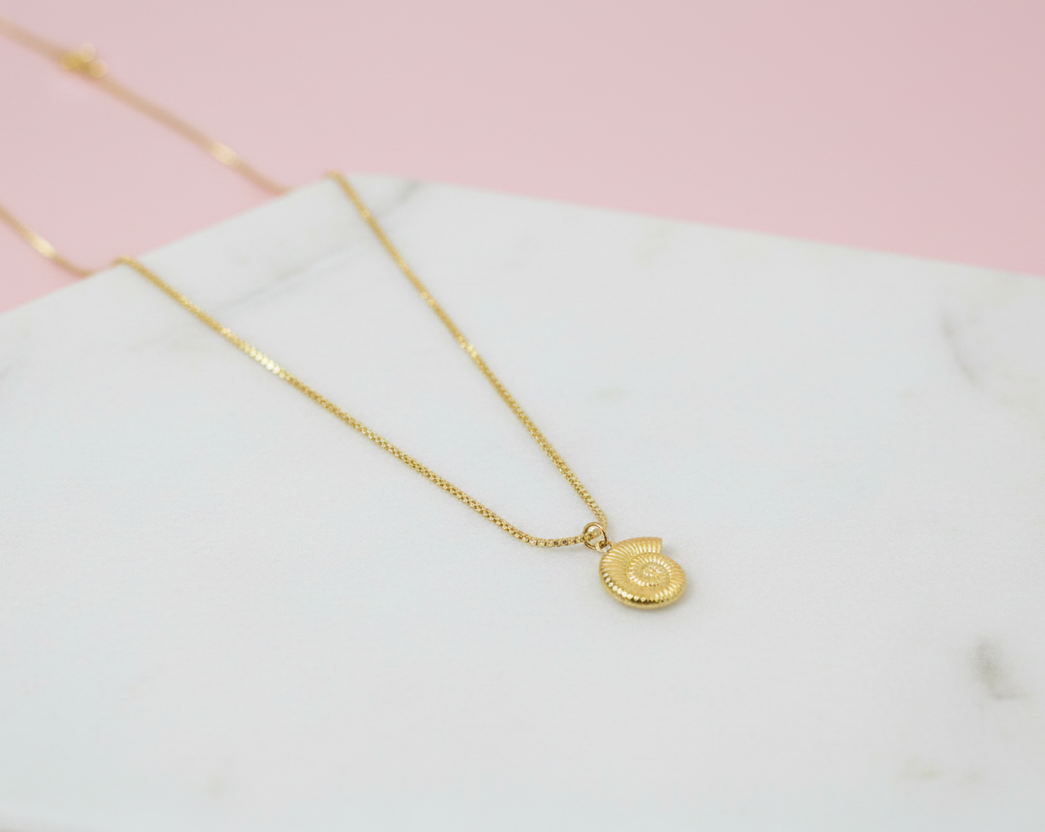 Golden Spiral Shell Necklace