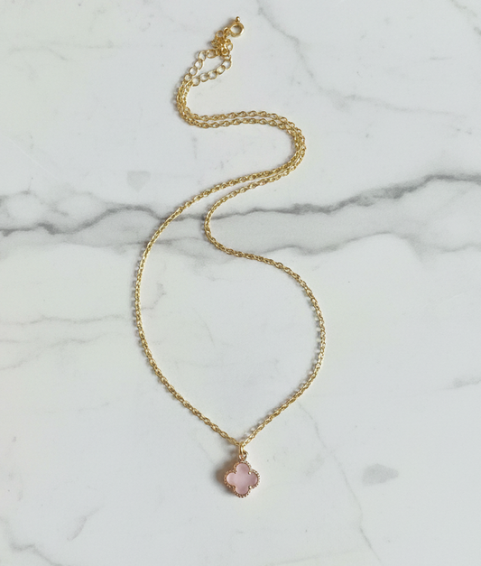 Mini Rose Quartz Clover Choker