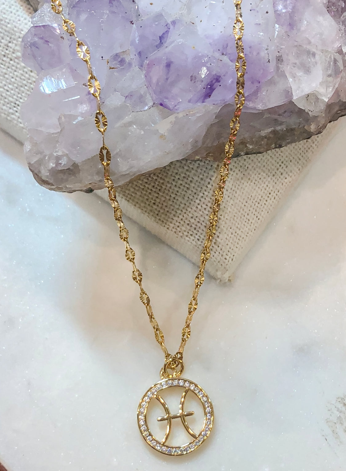 Crystal Coin Zodiac Necklace