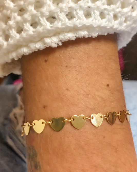 Flat Love Heart Bracelet (single or full stack)