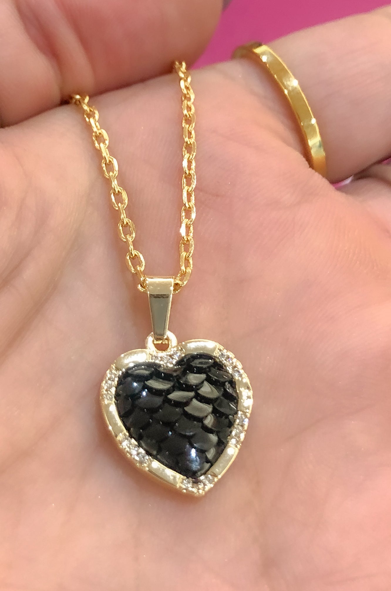 Feathered Black Heart Necklace