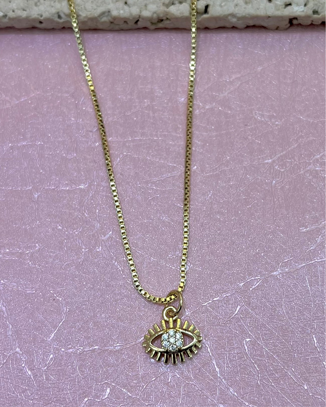 Minimal Crystal Evil Eye Necklace