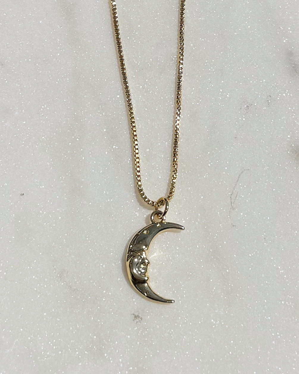 Gold Moon Face Necklace