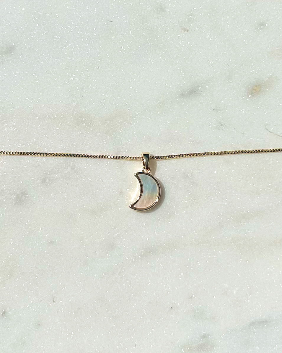 Mother of Pearl Crescent Moon Necklace