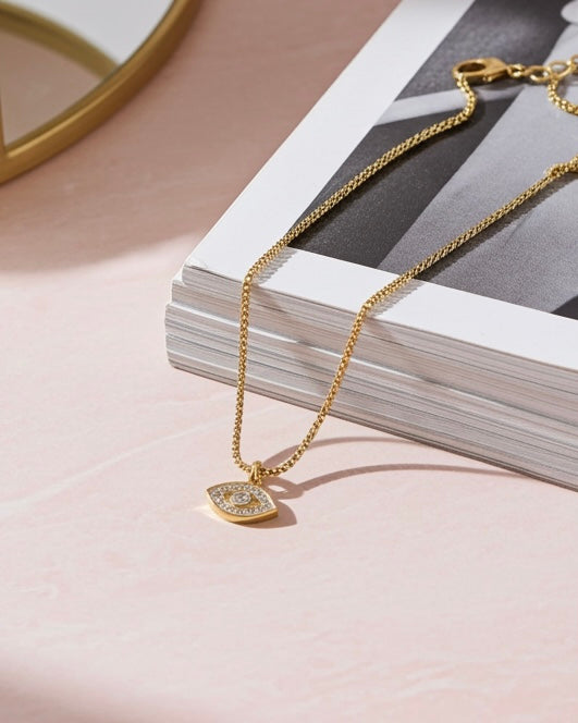 Minimalistic Crystal Eye Necklace
