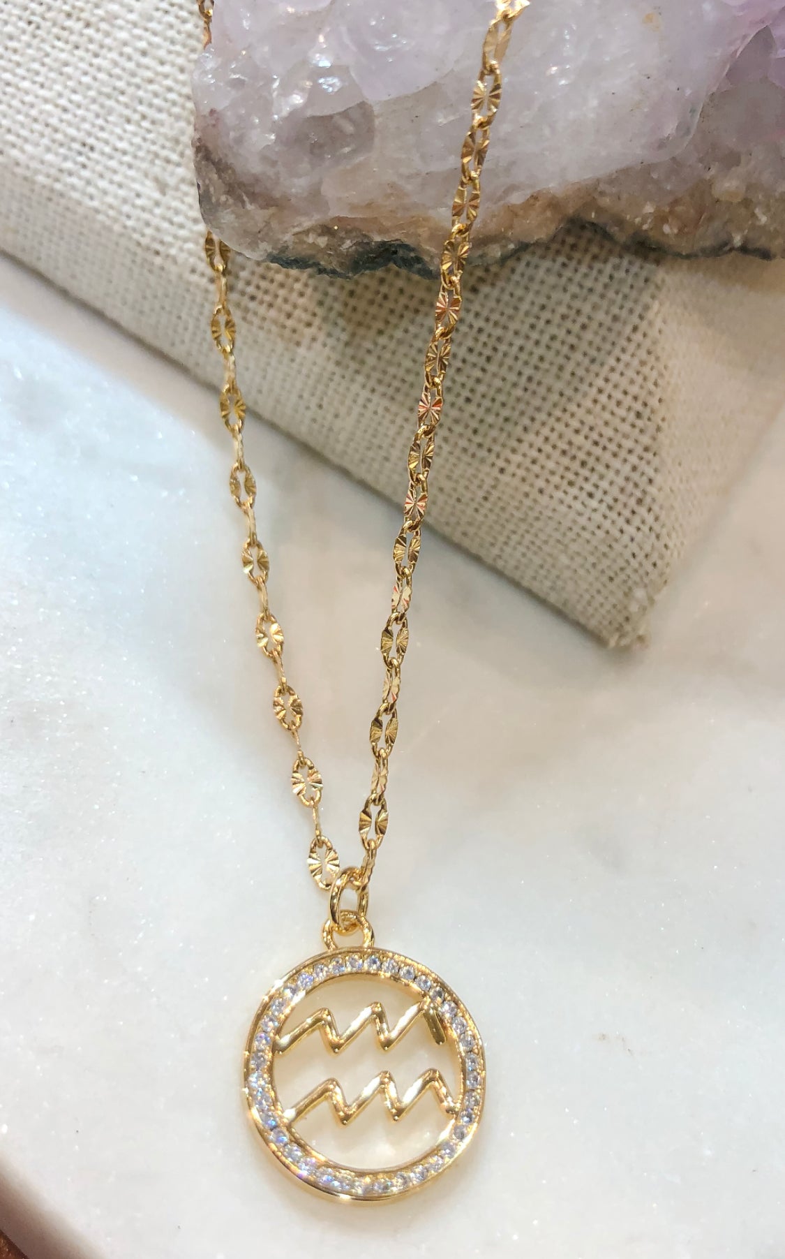 Crystal Coin Zodiac Necklace