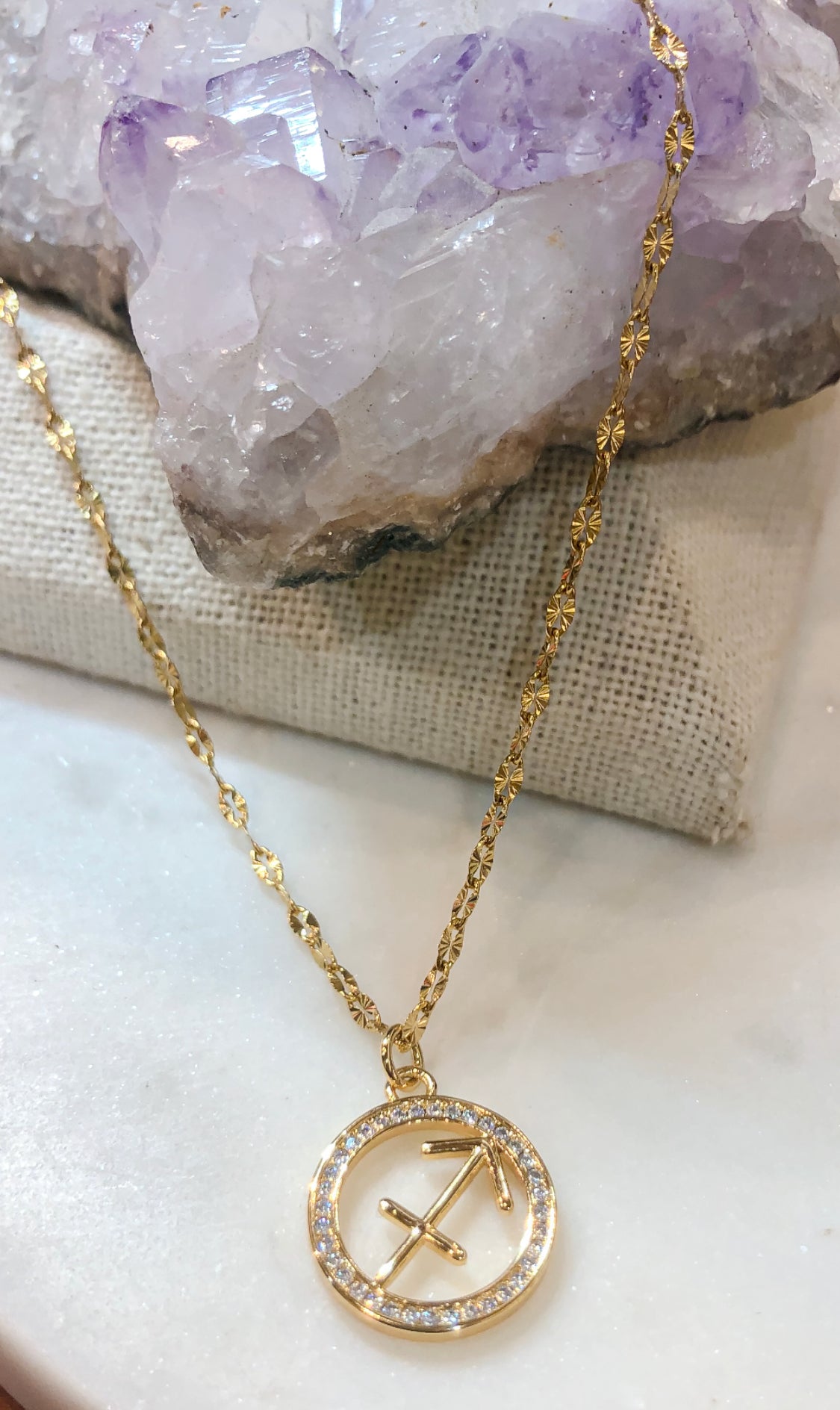 Crystal Coin Zodiac Necklace