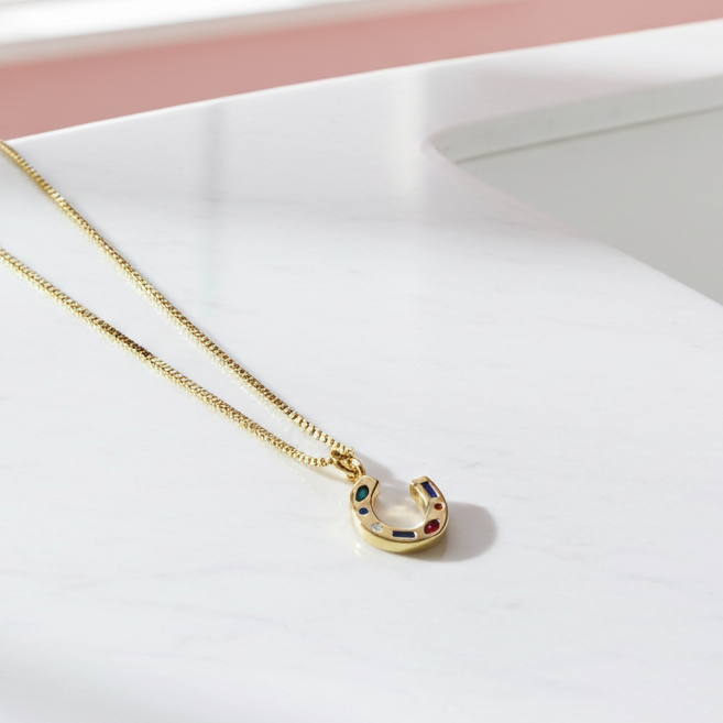 Rainbow Horseshoe Necklace