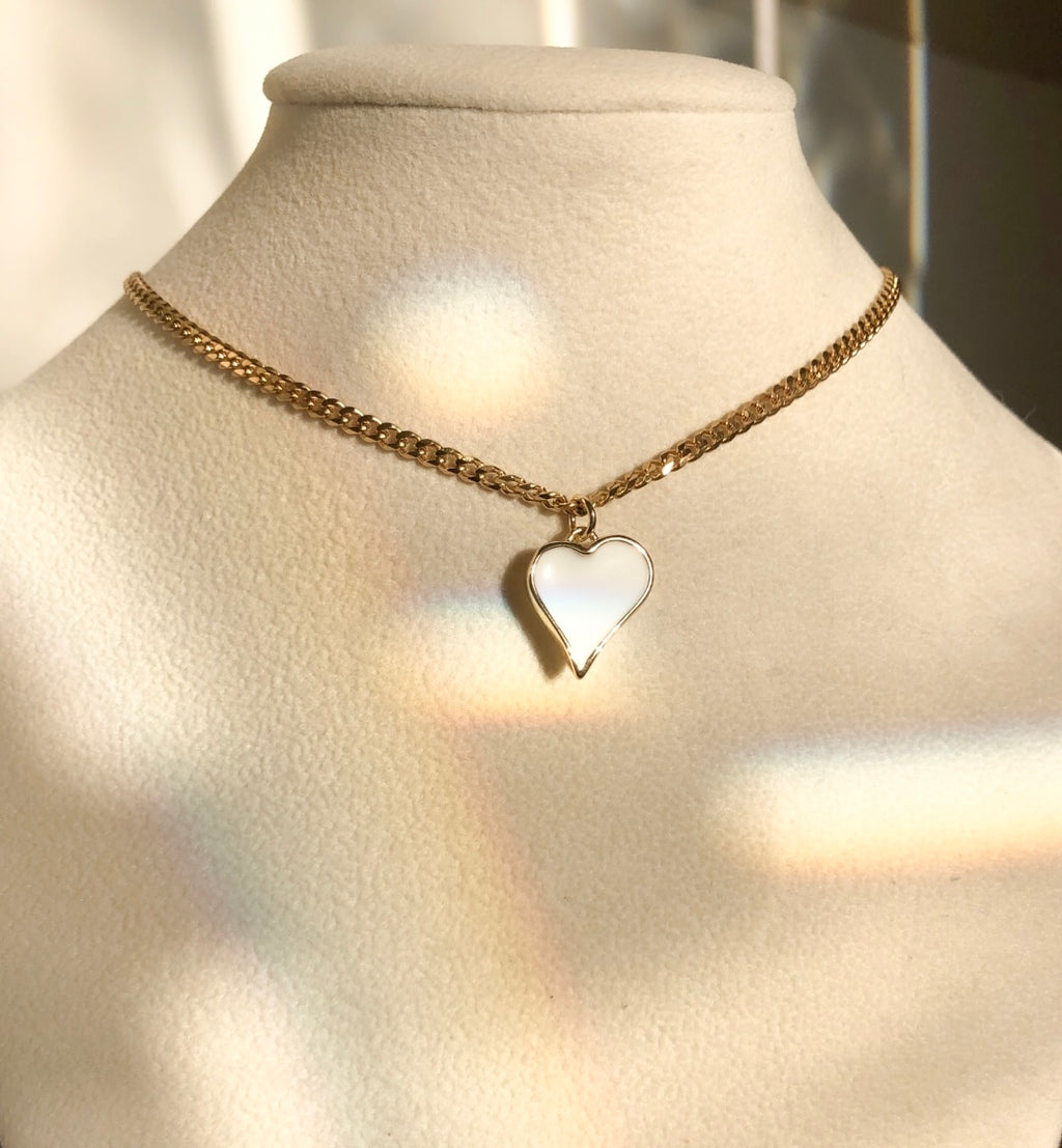 White Abstract Heart /ChokerNecklace