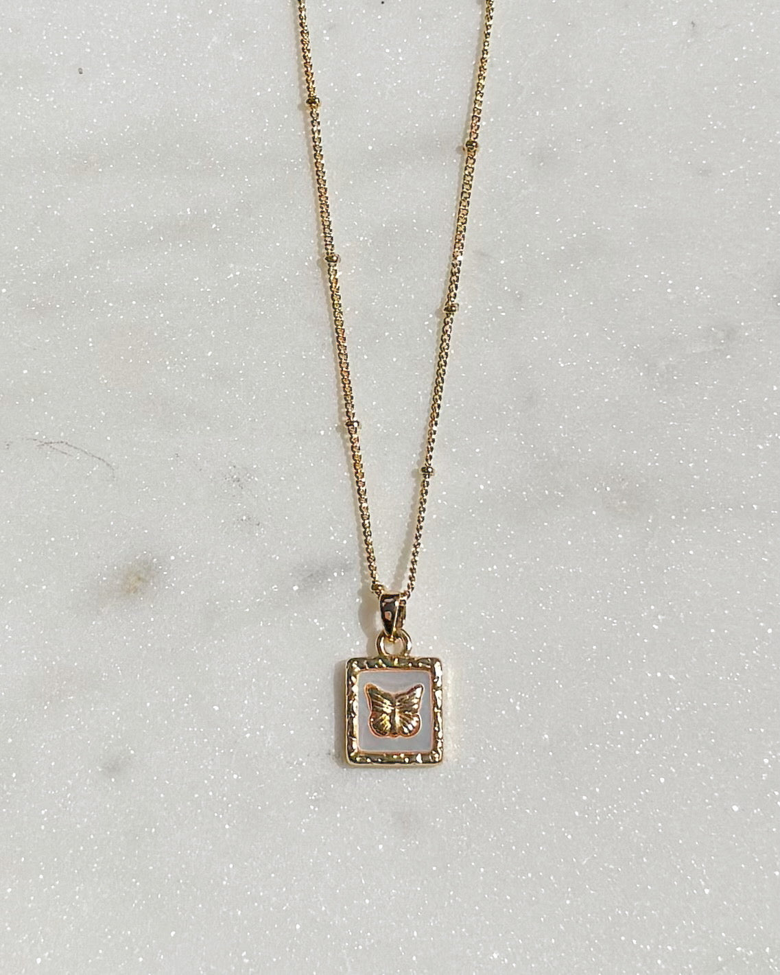 White Shell Butterfly Necklace
