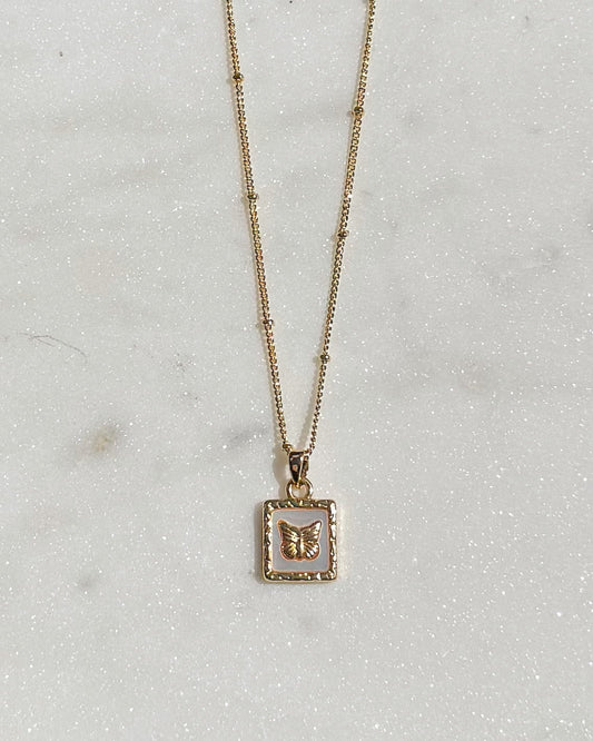 White Shell Butterfly Necklace