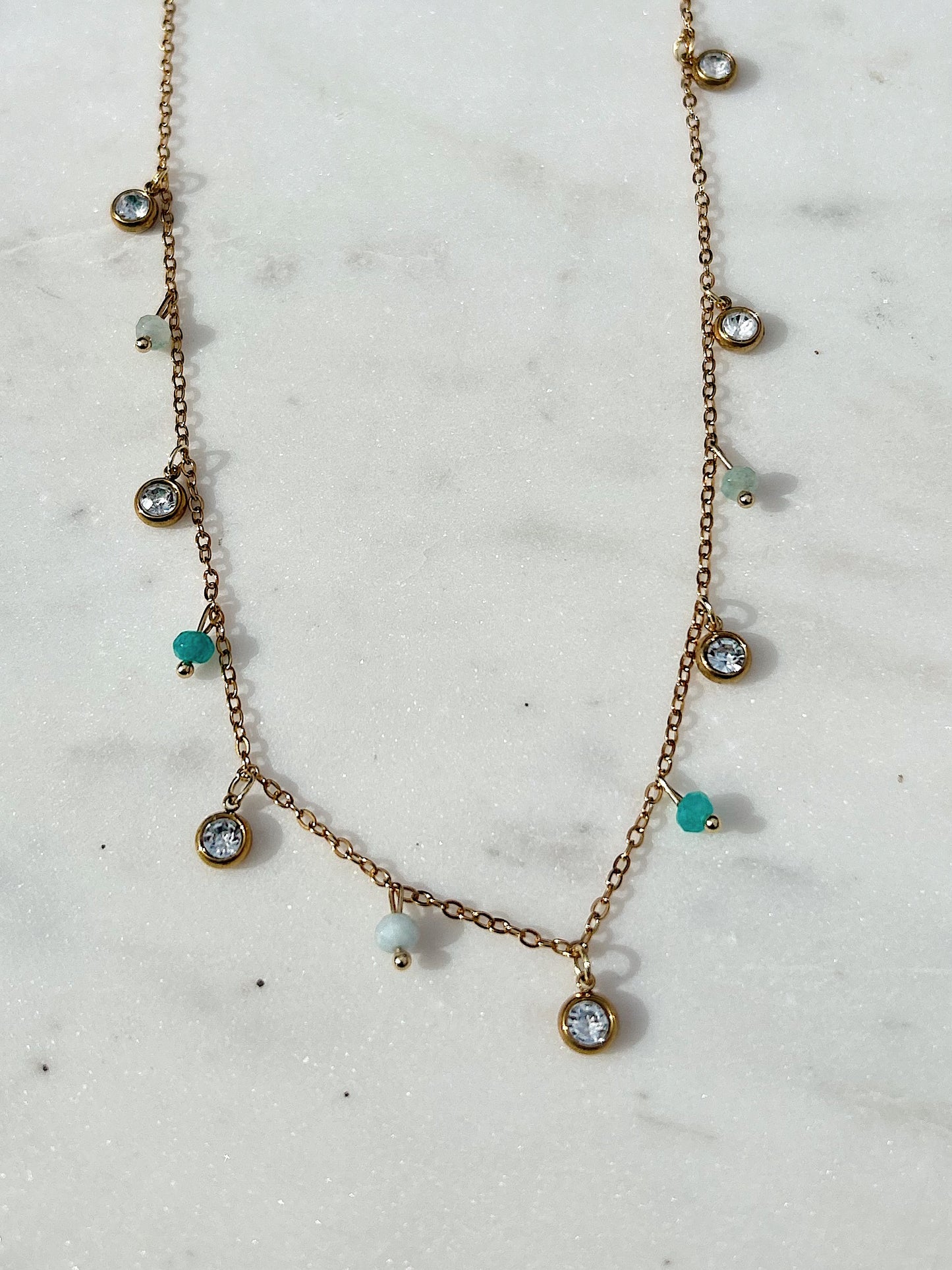 Aquamarine Crystal Droplet Necklace