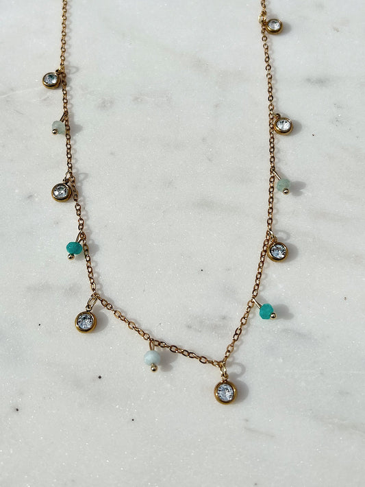 Aquamarine Crystal Droplet Necklace