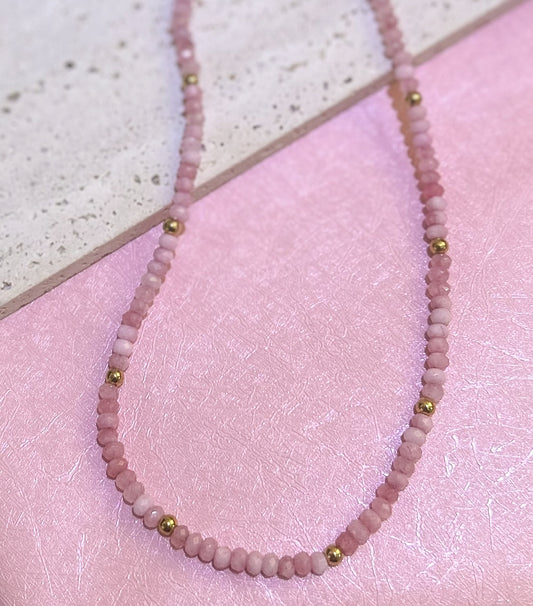 Pink Jade Beaded Necklace