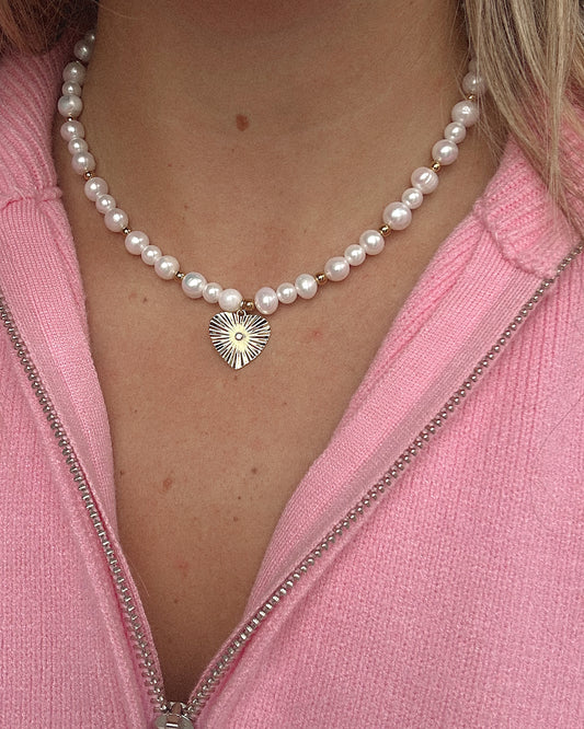Golden Heart Freshwater Pearl Necklace
