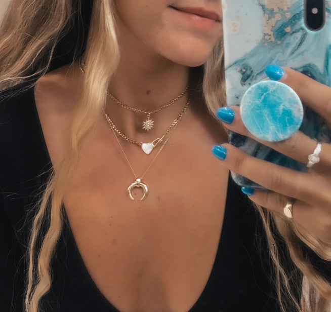 Mother of Pearl Heart Toggle Clasp Necklace