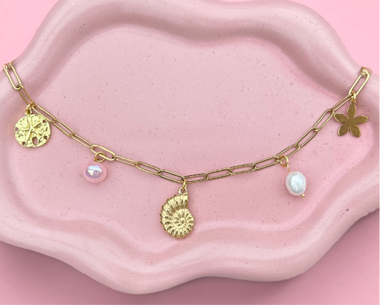 Sea Pearl 5 Charm Necklace