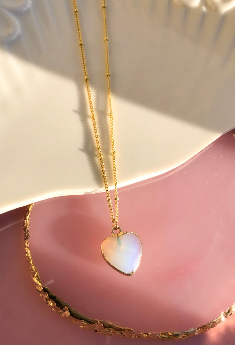 Opalite Crystal Heart Necklace
