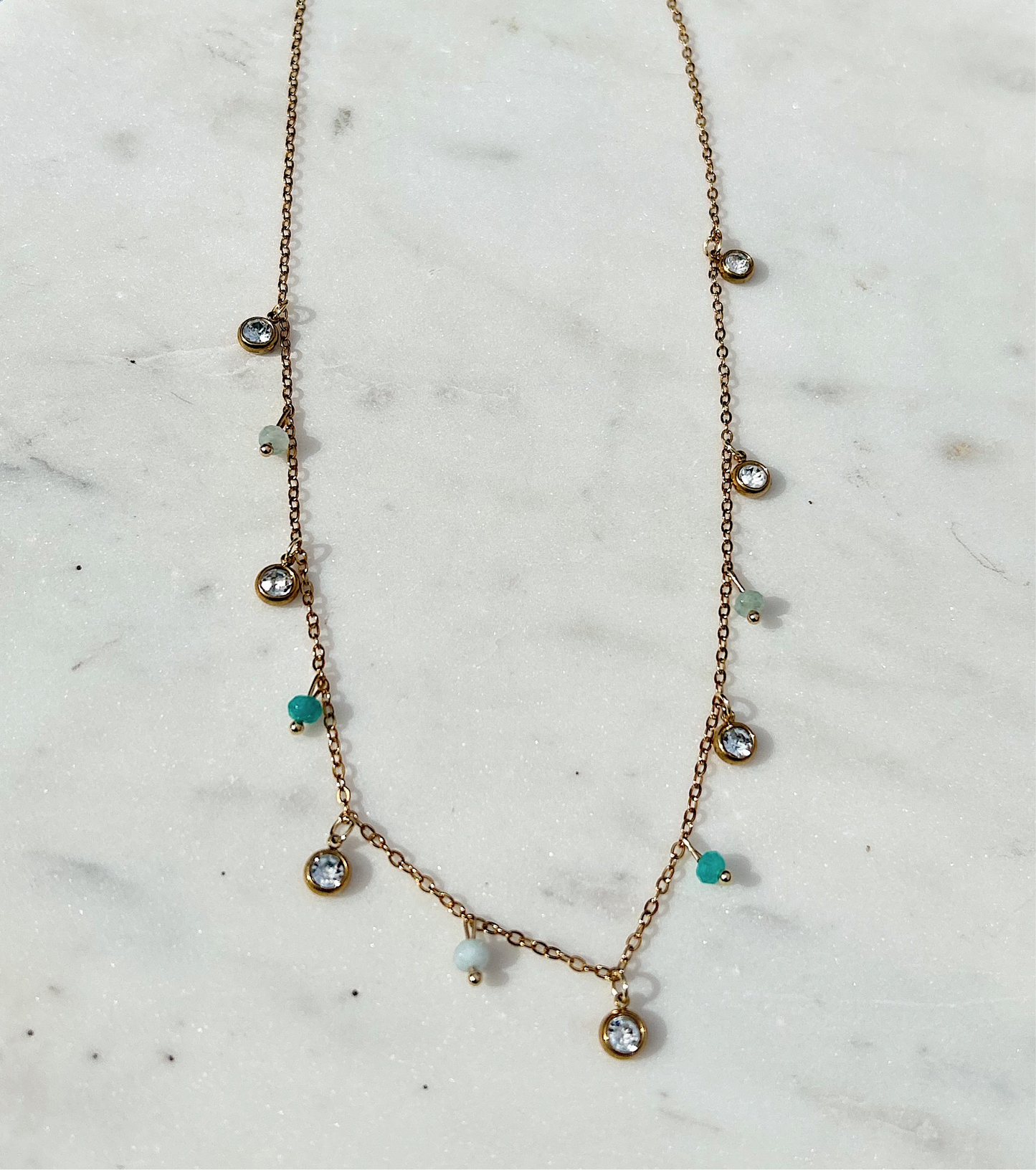 Aquamarine Crystal Droplet Necklace