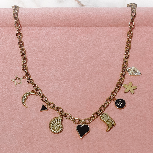 Initial Beachy Cowgirl 9 Charm Necklace