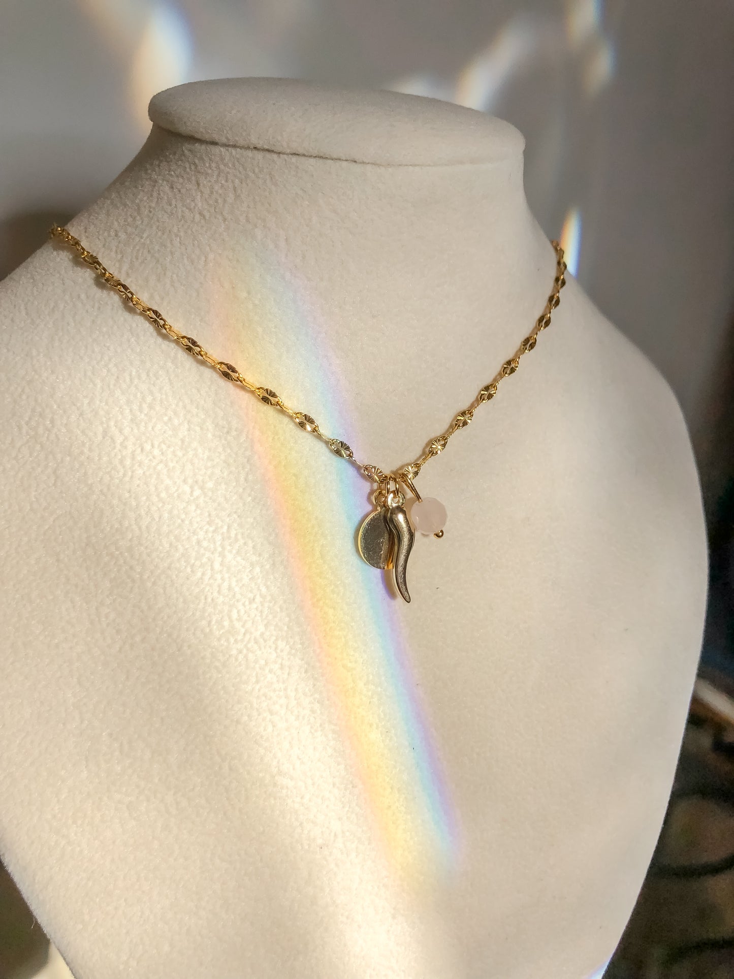 Rose Quartz Lucky Amulet Choker