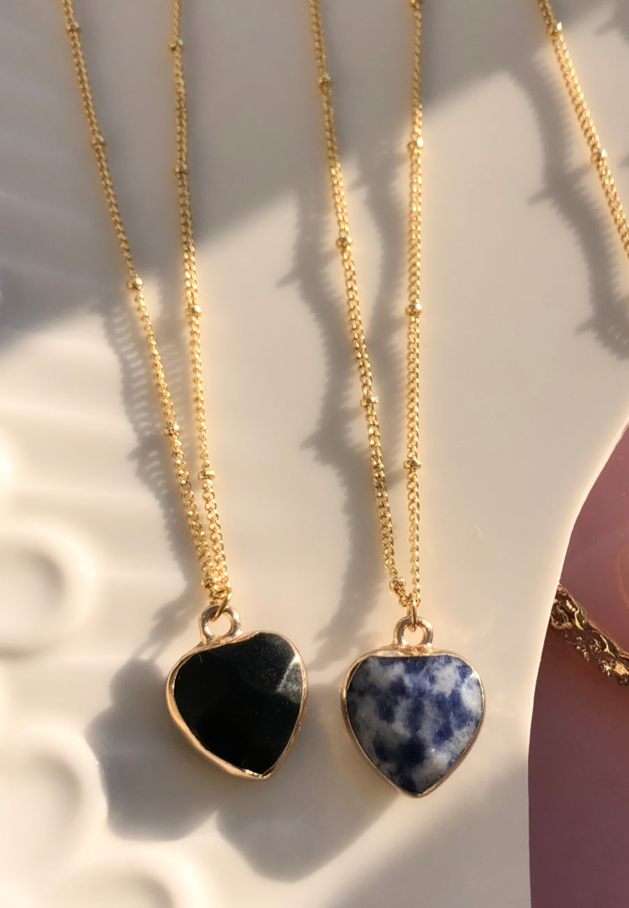 Sodalite Crystal Heart Necklace