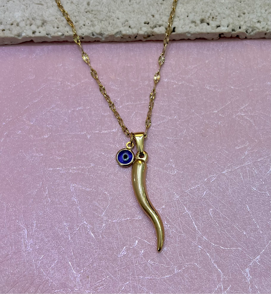 Lucky Cornicello Navy Eye Necklace