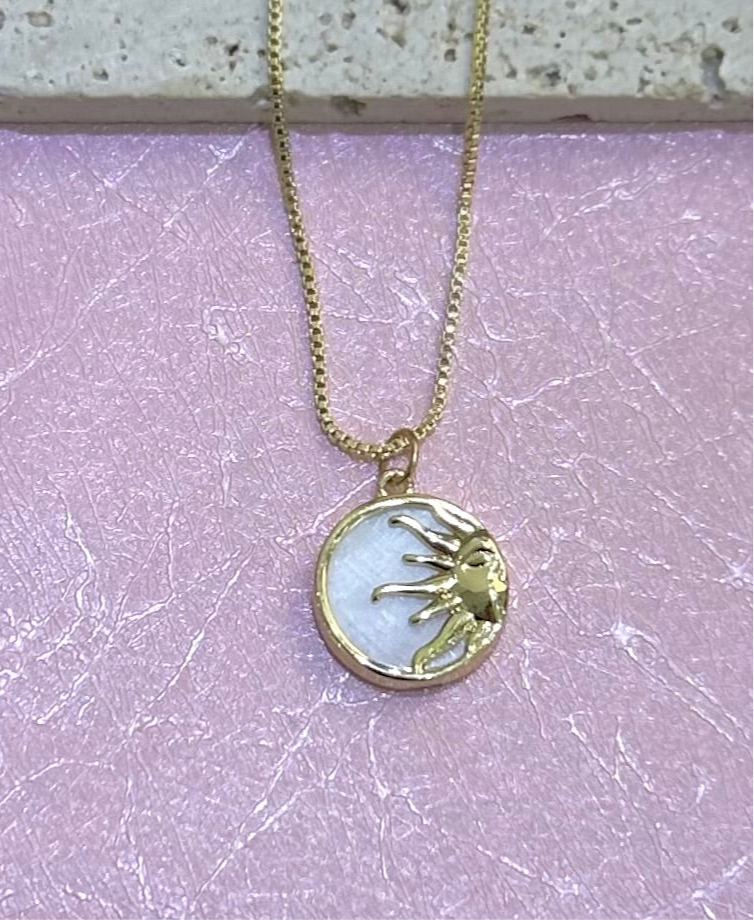 Pearl Half Sun Coin Necklace