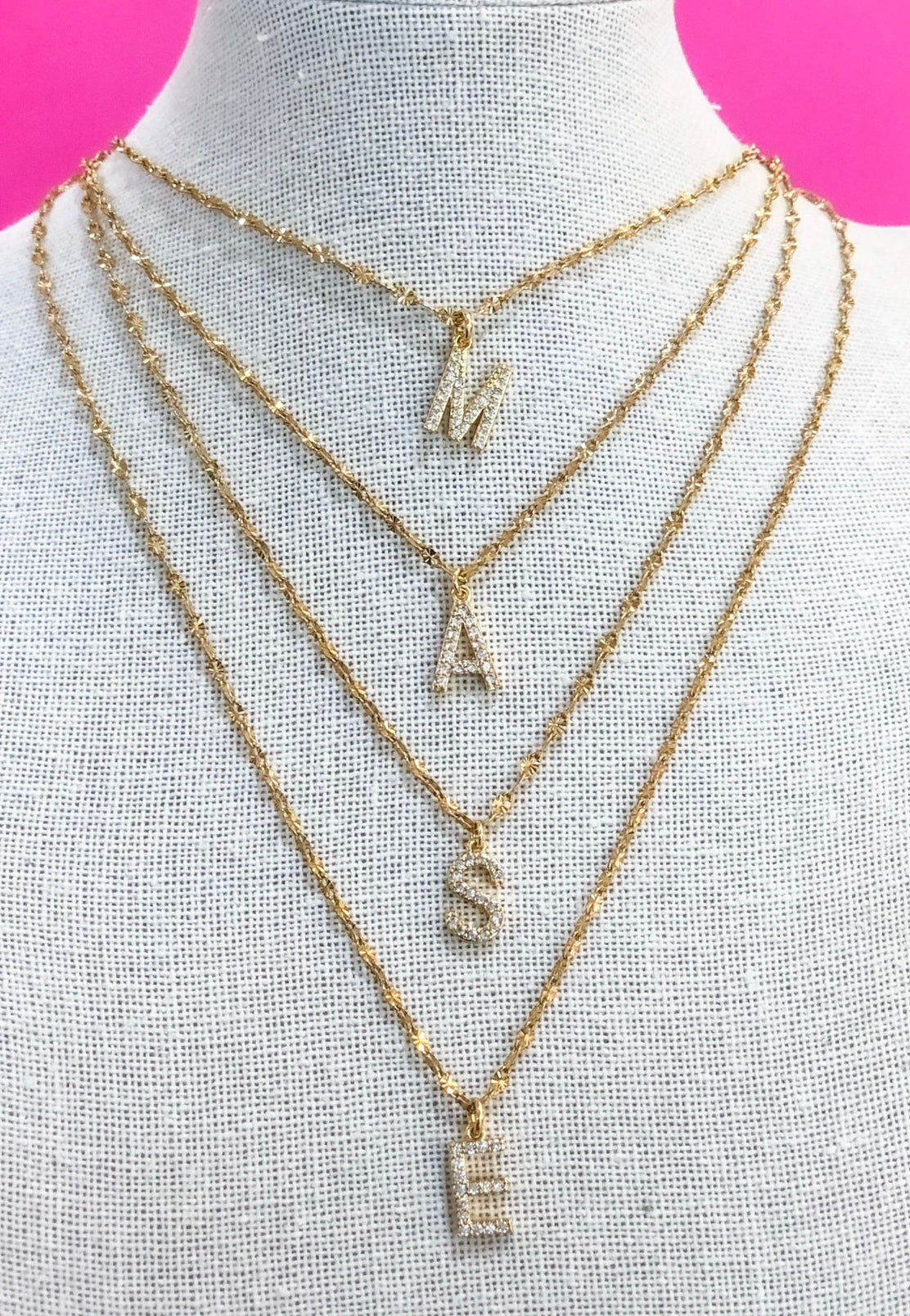 Large Zirconia Initial Necklace