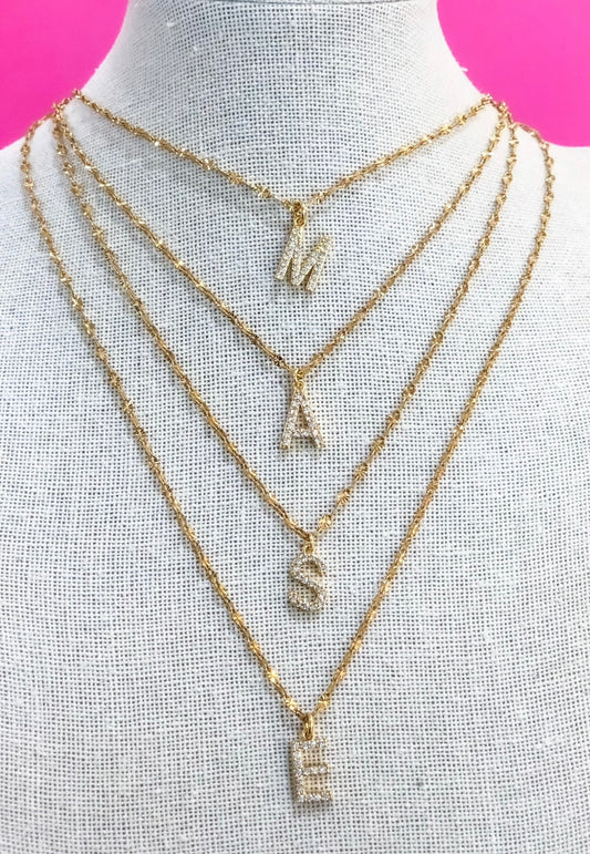 Large Zirconia Initial Necklace