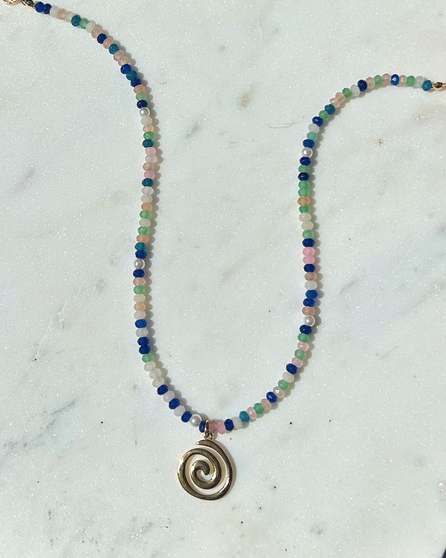 Pearl & Gemstone Swirl Necklace