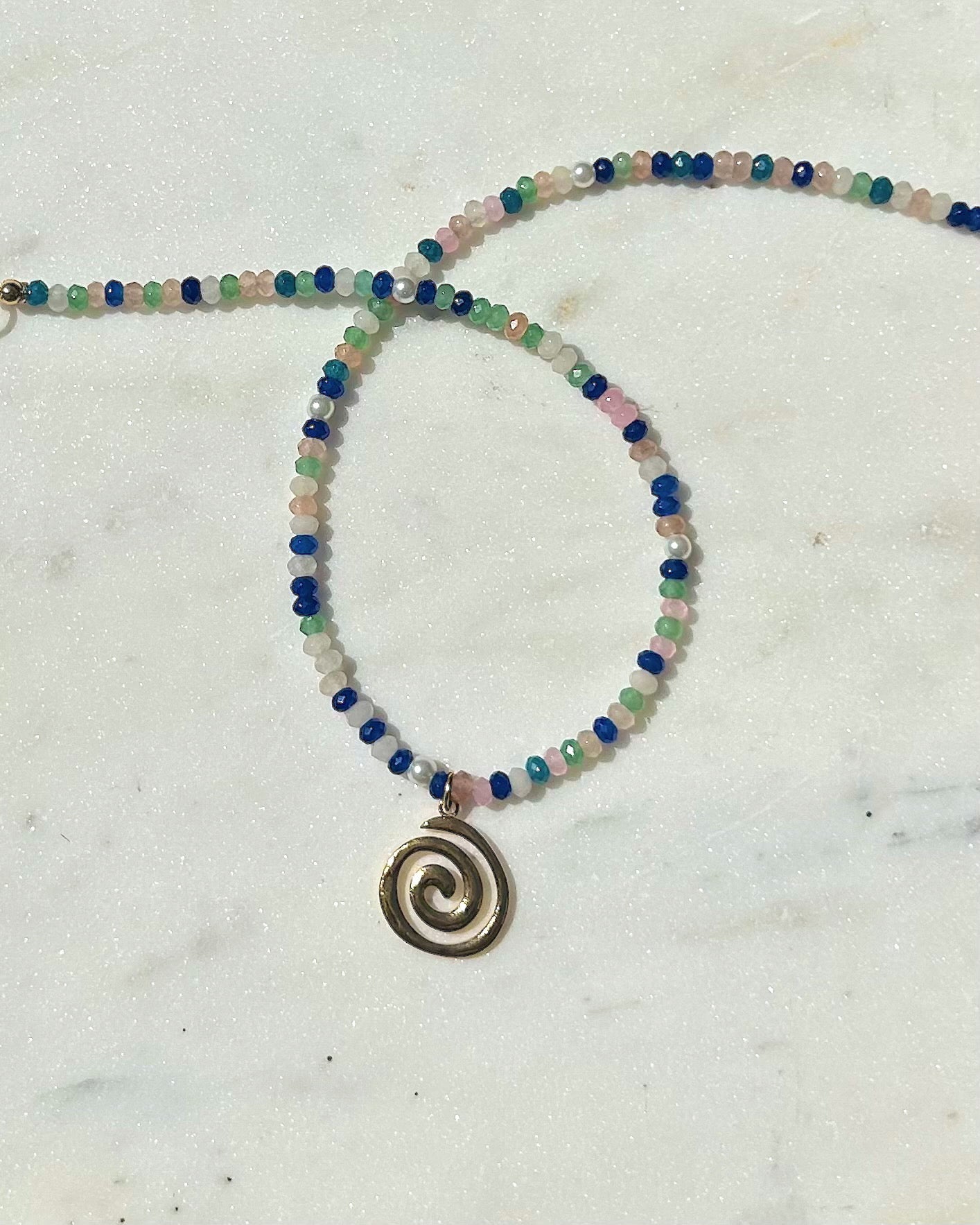 Pearl & Gemstone Swirl Necklace