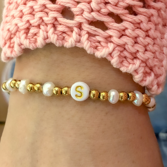 Freshwater Pearl Initial Bracelet