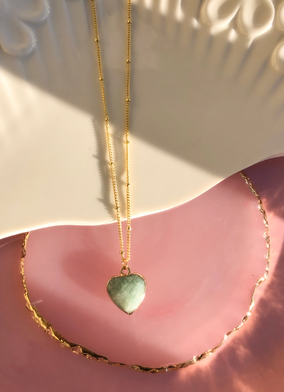 Amazonite Crystal Heart Necklace