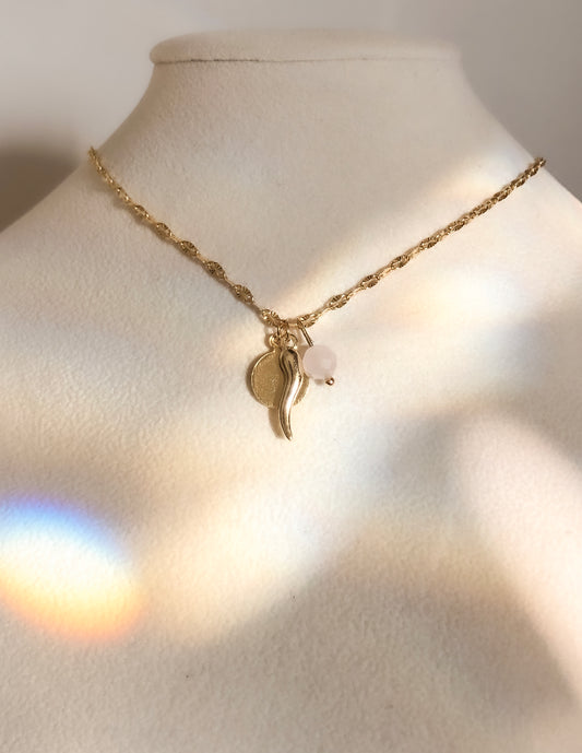 Rose Quartz Lucky Amulet Choker