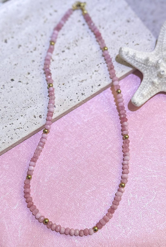 Pink Jade Beaded Necklace