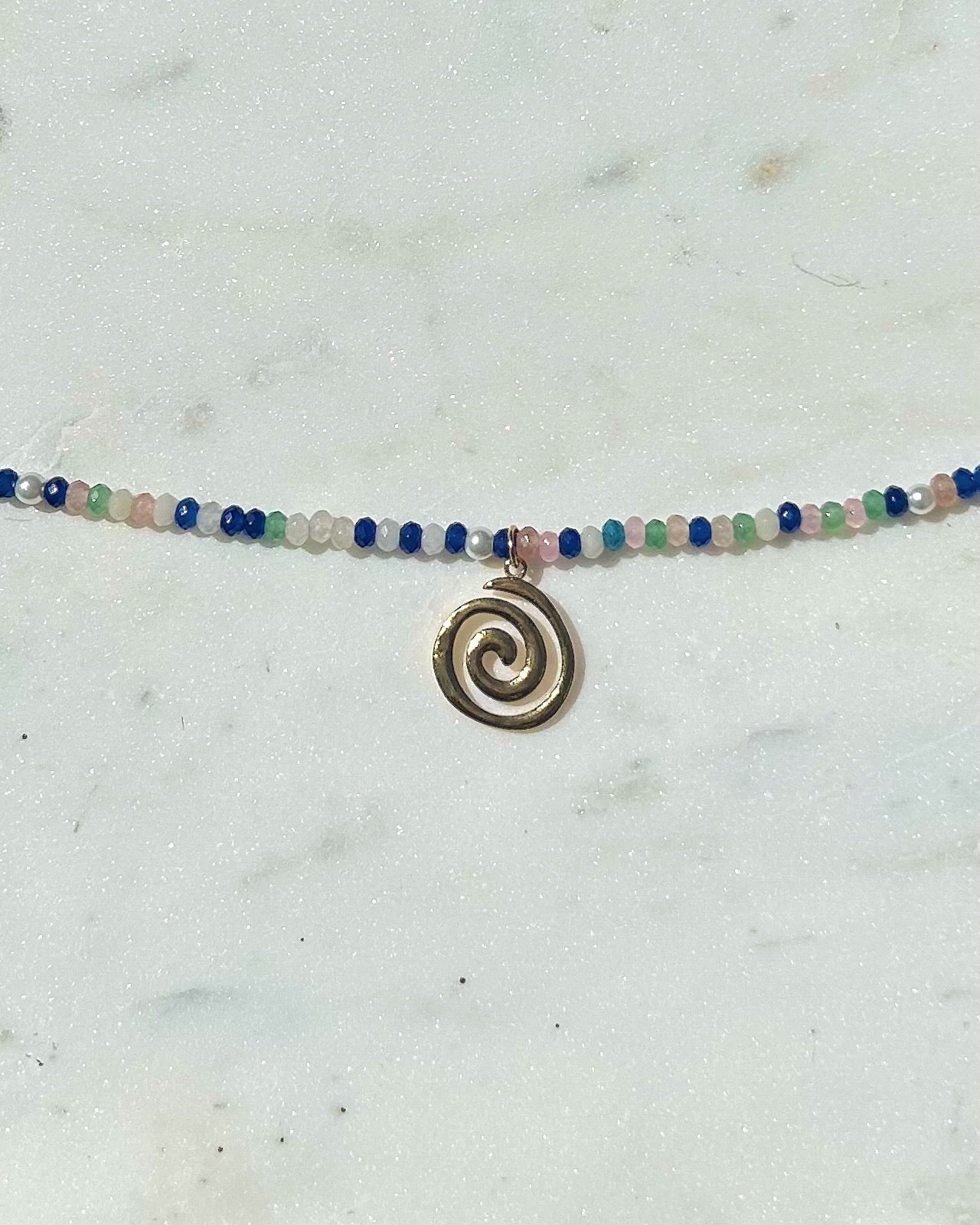 Pearl & Gemstone Swirl Necklace