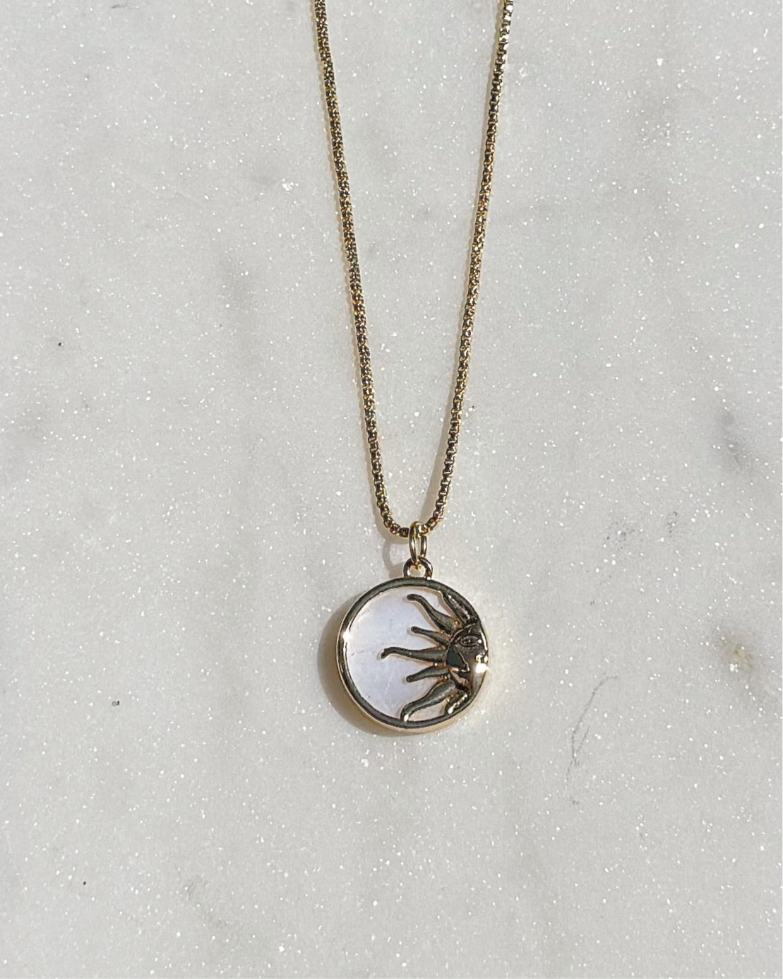 Pearl Half Sun Coin Necklace