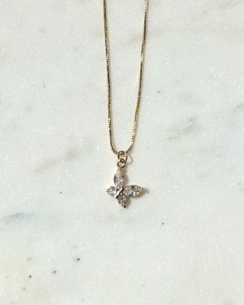 Minimalist Pavé Butterfly Necklace